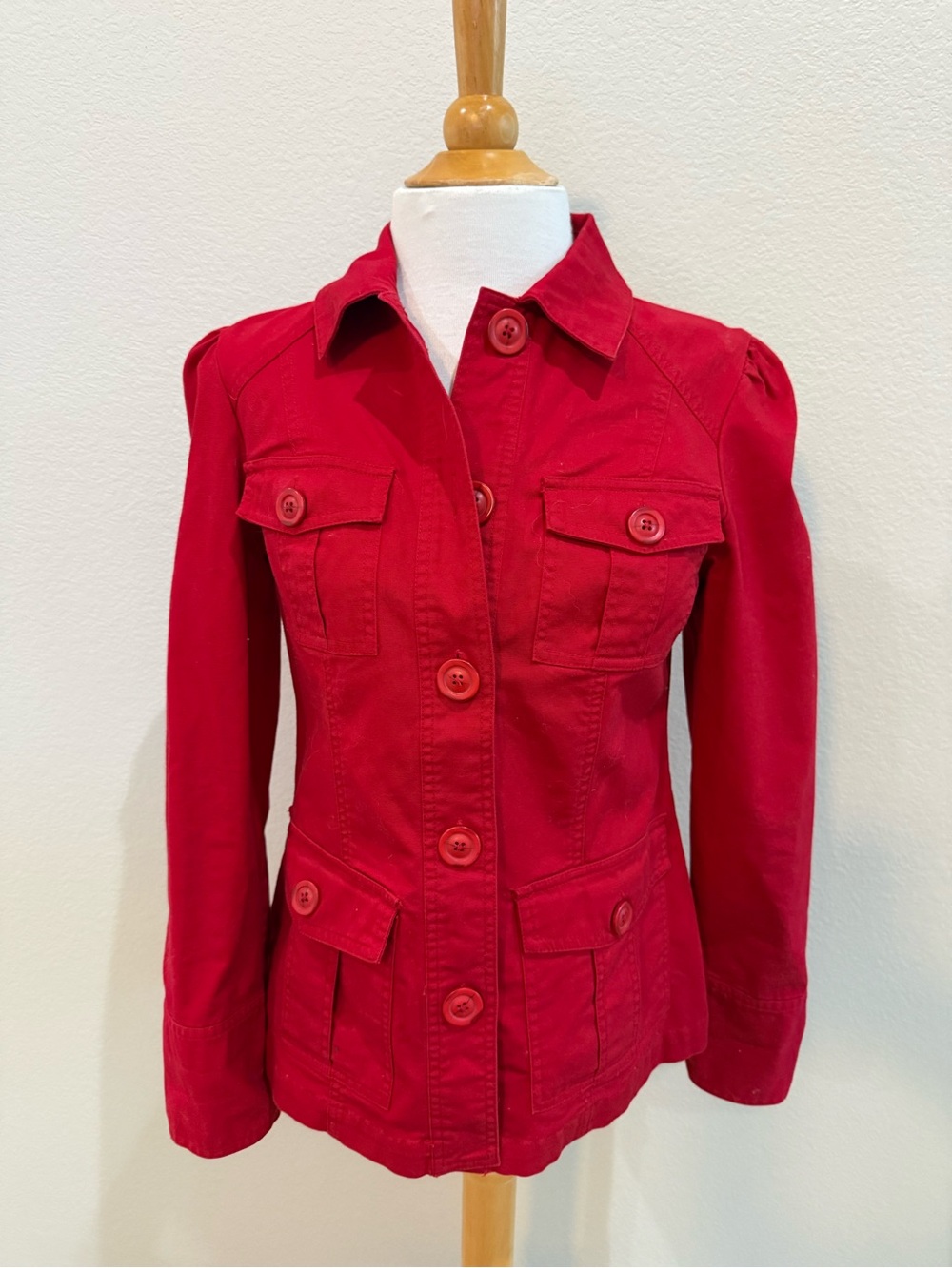 I.N.C. International Concepts Jacket Coat Womens SZ S Red Cotton Spandex